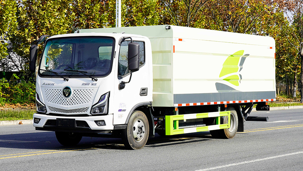 福田欧马可智蓝纯电动密闭式桶装垃圾车