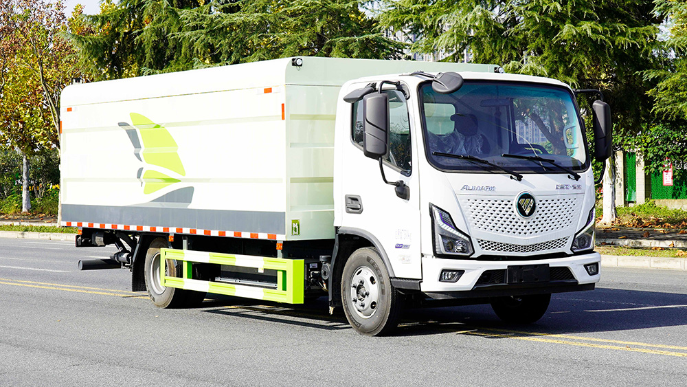 福田欧马可智蓝纯电动密闭式桶装垃圾车